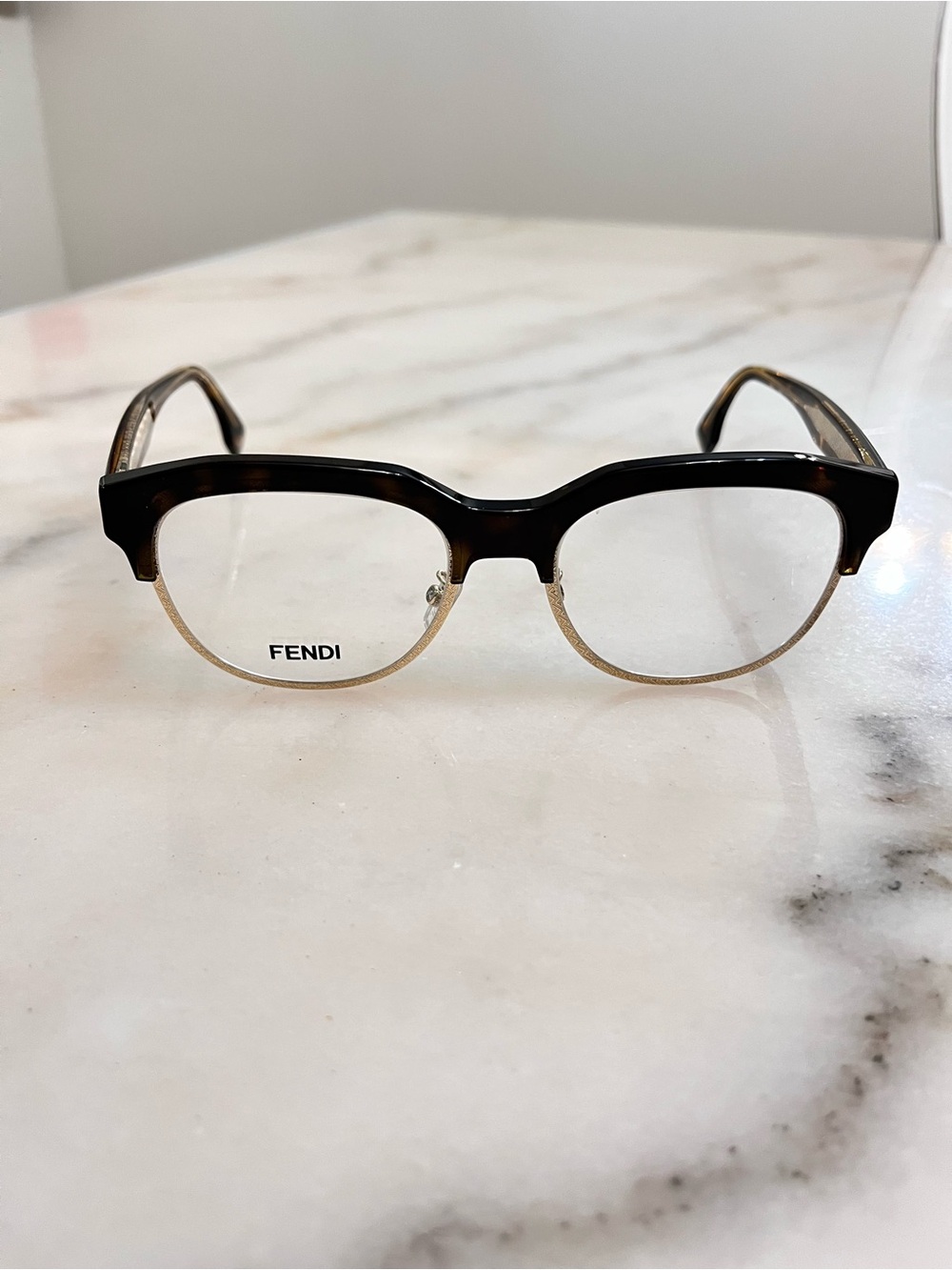 Fendi Men’s Black & Gold Semi-Rimless Glasses